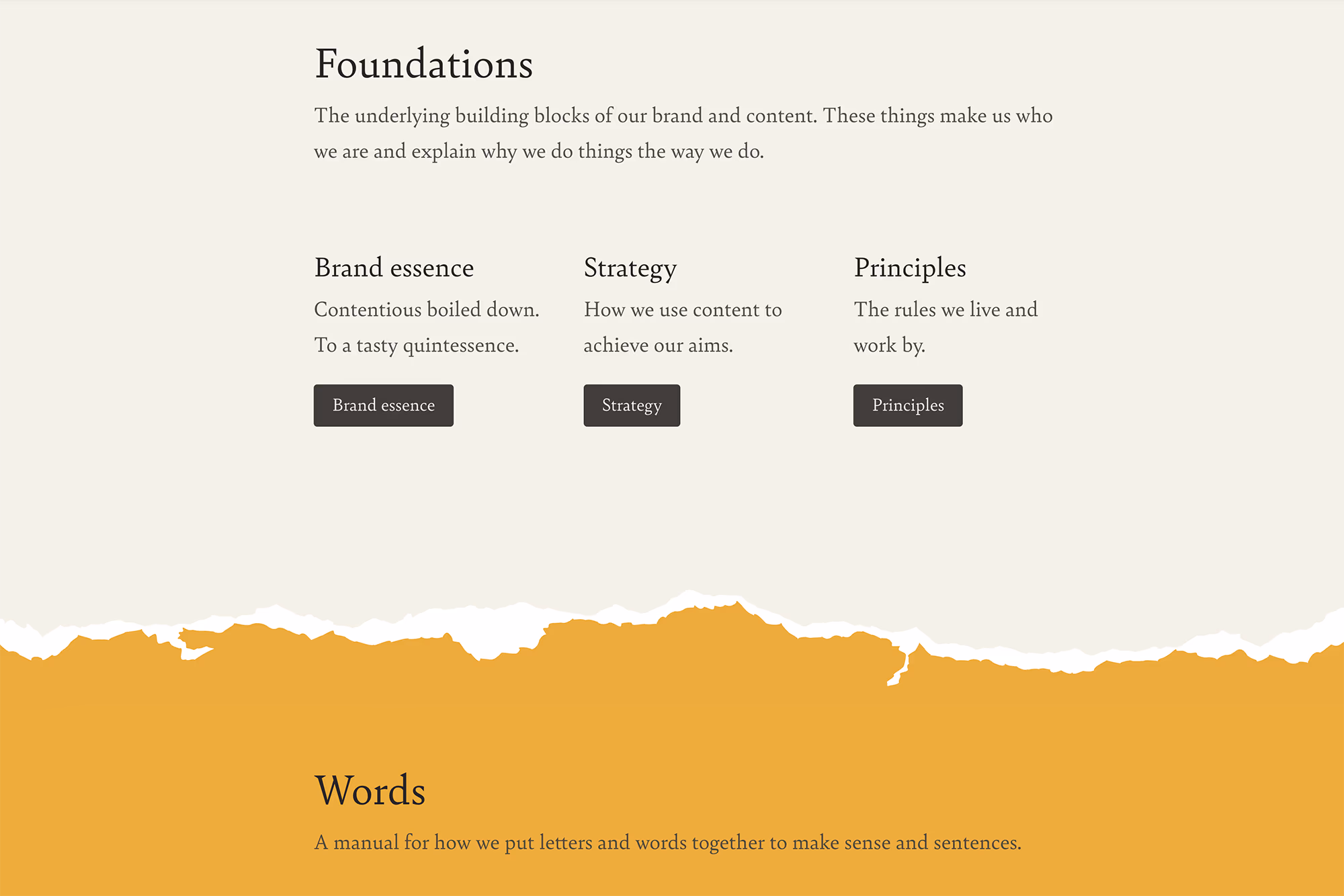 Screenshot of the Contentious online style guide