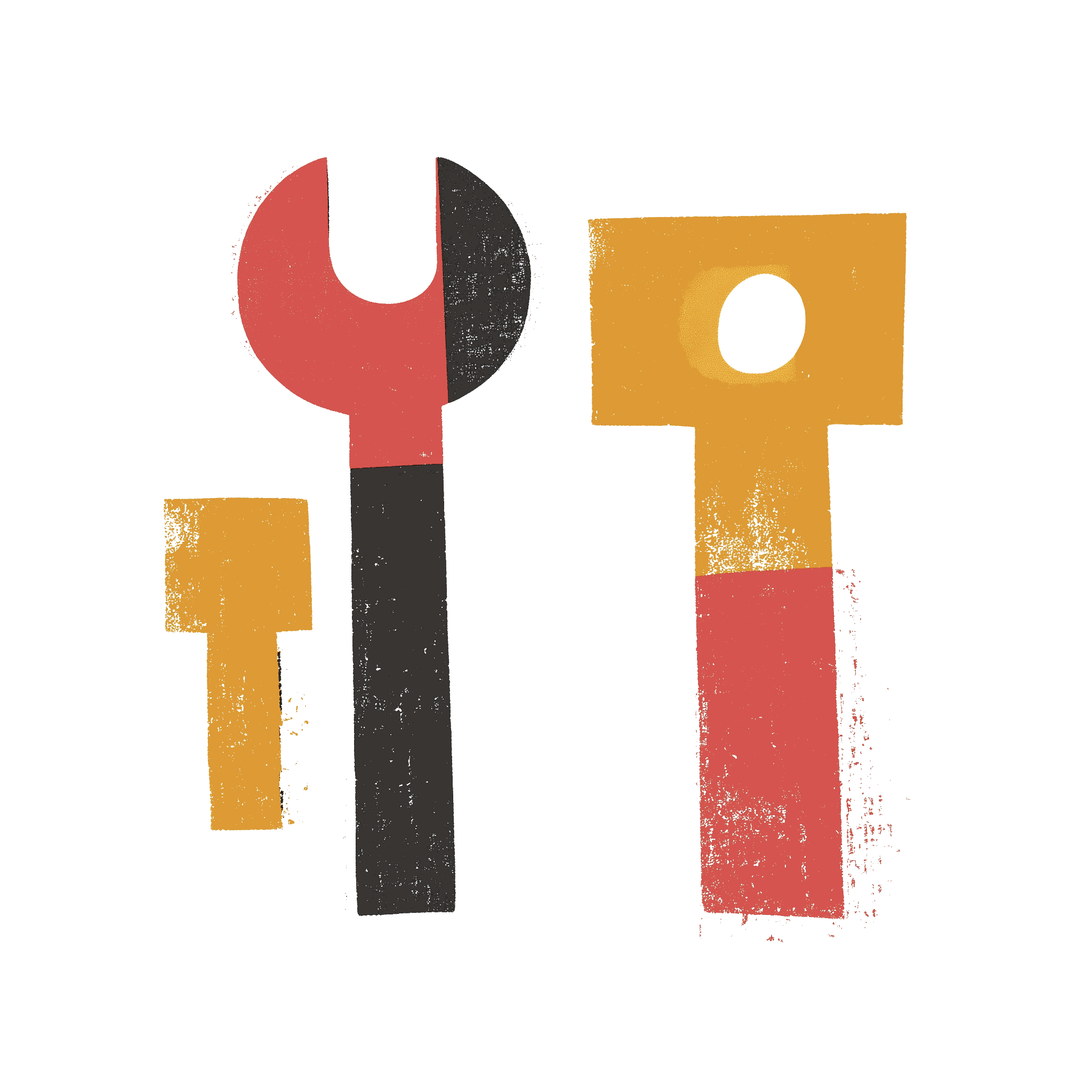 Tools arranged in a row, standing for the working parts of a content operating model